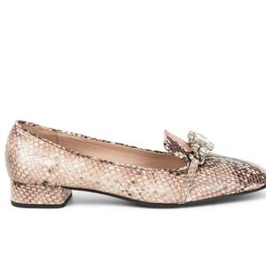 Snakeskin Miu Miu loafers in Dusty Rose